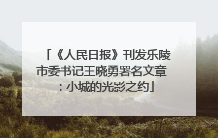 《人民日报》刊发乐陵市委书记王晓勇署名文章：小城的光影之约